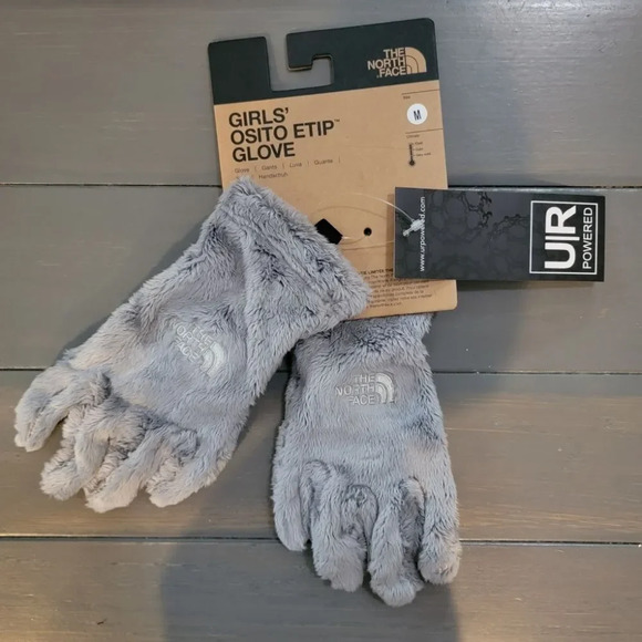 The North Face Kids Grey Girl's Osito fleece Etip Glove sz Medium - Picture 2 of 12